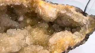 Showy smokycitrine quartz Keokuk geode half Clark Co MO  26B [upl. by Hafeenah]