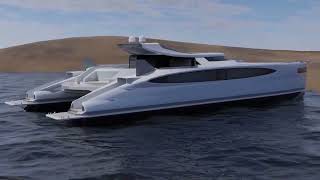 Pagurus Solar Hybrid Amphibious Catamaran Yacht can Crawl on Land [upl. by Nivlek613]