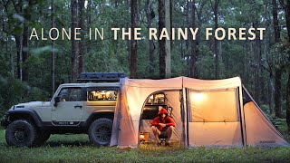 SOLO Car Tent Camping in the RAIN  Relaxing cosy rain shelter ASMR [upl. by Grata]