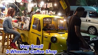 This is a Very Small Very Cool 3 Wheeled Portable Coffee Shop Pattaya Bike Week 2024 [upl. by Kipp67]