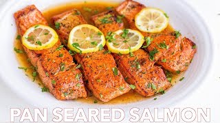 Easy Pan Seared Salmon Recipe with Lemon Butter [upl. by Aros]