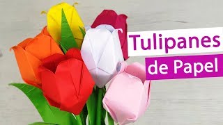 🌷 Tulipán de papel fácil y bonito – Flores de papel fáciles de hacer [upl. by Karb]