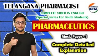 Pharmaceutics  Mock Paper  1  English Video Solution Telangana Pharmacist telengana [upl. by Kanal]