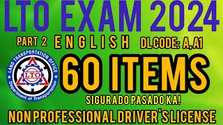 LTO NONPROFESSIONAL EXAM REVIEWER 2024  CODE A A1  ENGLISH PART 2 [upl. by Naomi]