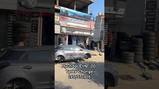 Hyundai Elite i20 Tyres Change 19555 R16  youtube shorts ytshorts hyundai i20 automobile [upl. by Harrak]