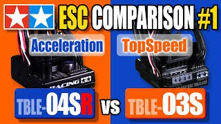 TBLE04SR vs TBLE03S  TAMIYA ESC Comparison 1  TT02B LF2200 Battery Brushless TBLM02S 155T [upl. by Olga]