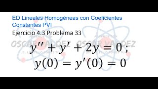 Ejercicios 43 Problema 33 Dennis G ZILL ED Lineales Homogéneas Coeficientes Constantes PVI [upl. by Ellac]