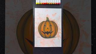 Stained Art with Orange 🎃✨🎨  Pumpkin with Realism Technique ✍️ halloween art drawing [upl. by Robinetta]