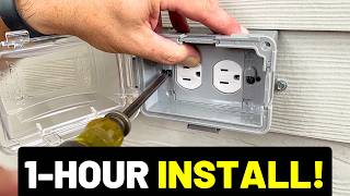 FASTEST EXTERIOR OUTLET OneHour Outdoor ReceptacleFULL INSTALLATION [upl. by Dodie573]