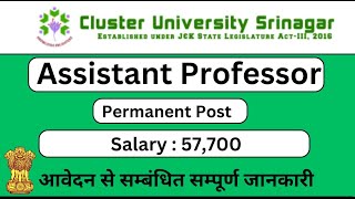 Permanent Assistant Professor Vacancy 2024  Srinagar University Vacancy 2024  Salary 57700 [upl. by Cartan]