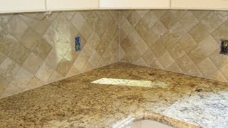 Travertine tile Kitchen Backsplash [upl. by Annuhsal]