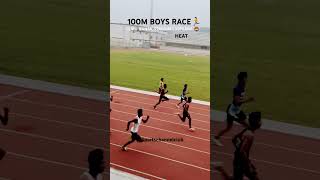 100M BOYS RACE 🚩 HEAT 🏟️ athlete running speed sports track workout bussiness share views [upl. by Wilen]