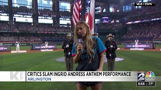 Singer Ingrid Andress says she was drunk during panned MLB anthem performance will get treatment [upl. by Nasar]