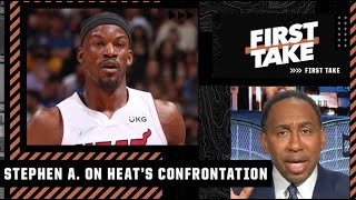 Stephen A reacts to the Heat’s confrontation between Jimmy Butler amp Udonis Haslem  First Take [upl. by Koblas611]