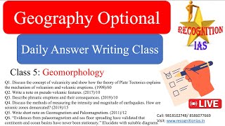 Daily Answer Writing Class 05 l Geomorphology l UPSC 2025 l Geography Optional [upl. by Travis]