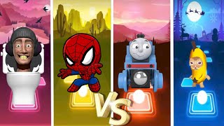 Skibidi Toilet 🆚 Spiderman 🆚 Thomas Train 🆚 Banana Cat ｜ Tiles Hop EDM Rush✅ 1 [upl. by Aket]