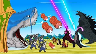 GODZILLA amp KONG vs SHARK Tasty Tail Shark Dish  Godzilla amp SHARK Cartoon Movies [upl. by Aitnohs]