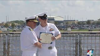 Mayport sailor awarded Navy’s highest noncombat decoration for heroism [upl. by Ylevol217]