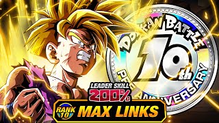 GOHAN EXPLODES 10TH ANNIVERSARY BUFFS LEVEL 10 LINKS 100 EZA LR AGL SSJ2 GOHAN Dokkan Battle [upl. by Mutat86]