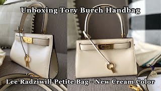 Tory Burch Lee Radziwill Petite Bag  New Cream Color I Unboxing [upl. by Yamauchi]