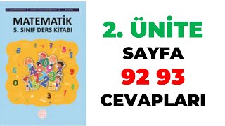 5 Sınıf Matematik Ders Kitabı Sayfa 92 93 Cevapları [upl. by Kcirdehs]