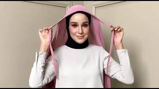 StyleLit Tie Back Long Shawl Pleated Tutorial by Ema Mohamad [upl. by Alejna]