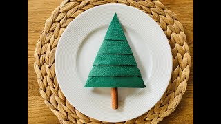 Tannenbaum Servietten falten Weihnachten Anleitung  Tree Napkins Folding Christmas Tutorial shorts [upl. by Jerry]