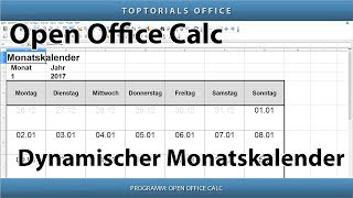 Dynamischen Monatskalender erstellen  Download OpenOffice Calc [upl. by Allegra]