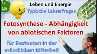 Fotosynthese und ihre Abhängigkeit von abiotischen Faktoren [upl. by Demaggio]