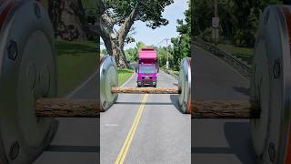 Mixed trucks vs log trap bollards part160 beamngdrive shortvideo shorts truck india [upl. by Naillimixam]