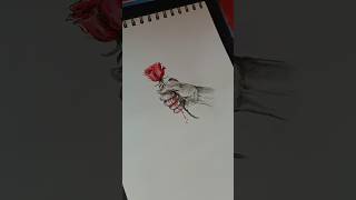 Drawing using my blood🩸drawing blood rose sketch artwork shorts [upl. by Malin154]