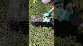 Cleaning an infants headstone [upl. by Duyne]