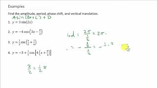 Trigonometry  How To Find Amplitude Period Phase Shift And Vertical Translation [upl. by Ibot]