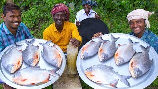 KING SIZE FISH FRY  Red Pomfret fish Fry in Village  Village Style Cooking  Village Food [upl. by Gallagher]