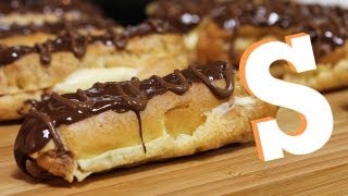 Chocolate Eclairs Recipe  Sorted Food [upl. by Durman407]