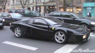 Black Ferrari 512 Testarossa  Start up and accelerating [upl. by Porty]