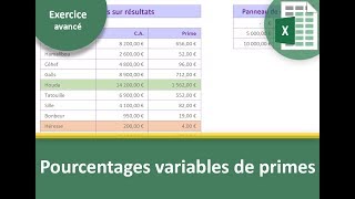 Pourcentages variables de primes avec Excel [upl. by Sinylg178]