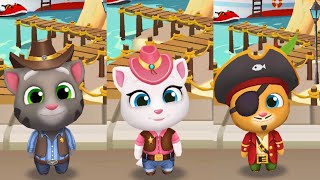 Talking Tom Gold Run  Who is the Best Cowboy Tom Vs Cowboy Angela Vs Pirate Ginger [upl. by Anilok]