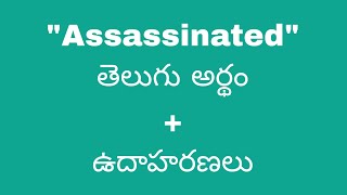 Assassinated meaning in telugu with examples  Assassinated తెలుగు లో అర్థం Meaning in Telugu [upl. by Petronella]