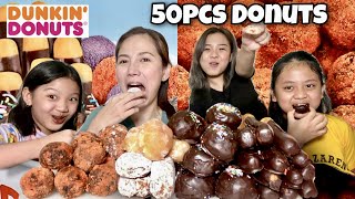 50 PCS DONUTS  1 BUCKET OF DUNKIN DONUTS  Giveaway [upl. by Ahsyekal711]