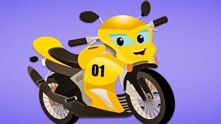 Sports Bike Animated Cartoon  More Vehicle Videos for Kids [upl. by Carlson]