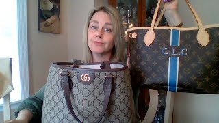 GUCCI OPHIDIA SMALL TOTE REVIEW amp COMPARE LOUIS VUITTON NEVERFULL PM [upl. by Corly346]