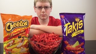 13yrold does Takis Fuego amp Hot Cheetos Challenge  Crude Brothers [upl. by Nart]