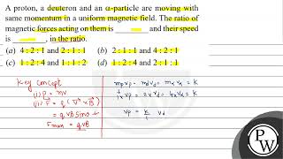 A proton a deuteron and an \ \alpha \particle are moving with same momentum in a uniform mag [upl. by Arlana210]