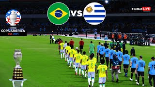 BRAZIL vs URUGUAY I COPA AMERICA 2024 QUARTER FINAL  FULL MATCH ALL GOALS  REALISTIC PES GAMEPLAY [upl. by Apul]