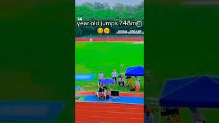 14 year old long jump 748m🥇ytshorts onepiece viralshorts trendingshorts [upl. by Wilscam]