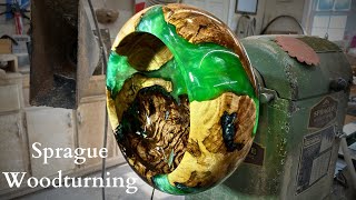 Woodturning  Emerald Green Loves Maple Burl [upl. by Ahsenyt]