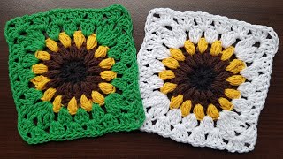 GRANNY SQUARE GIRASOL TEJIDO A CROCHET 9  PASO A PASO [upl. by Basset]