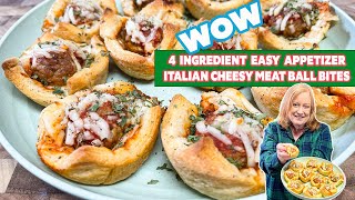 CHEESY ITALIAN MEATBALL BITES 4 Ingredient Appetizer [upl. by Crescint]