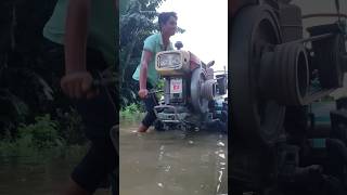 Water Place Power Tiller Start Challenge 😱😱funnyvideo shorts machine [upl. by Limemann]